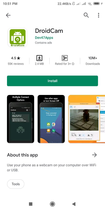 DroidCam Playstore
